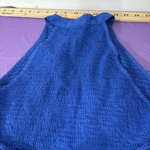 Free People Smocked Embroidered Ruffles Tunic Royal Blue Sz 4 - Picture 9 of 13